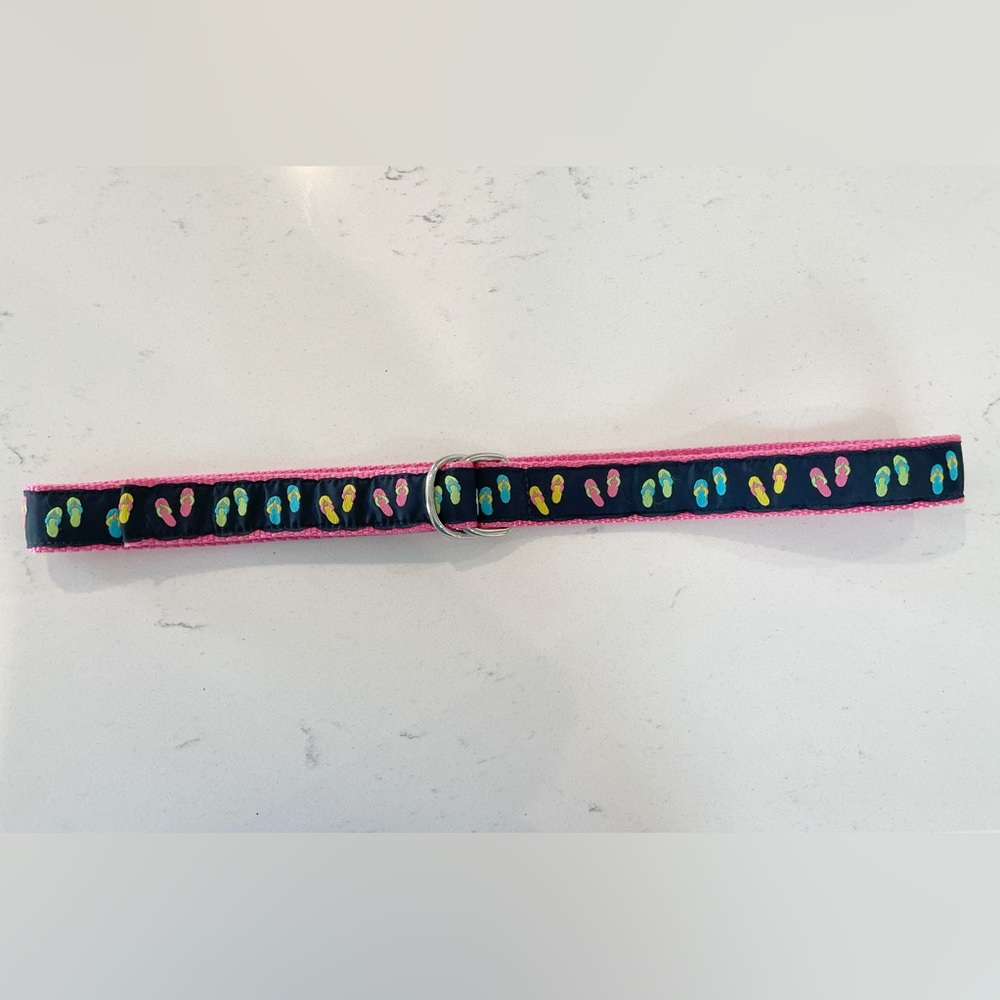 🔴 3 for $15 Eliza B Woven Flip Flop Pink Navy Sandal Belt Women’s Large